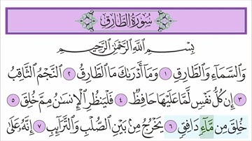 سورة الطارق للأطفال مع تتبع الكلمات | المصحف المعلم القارئ خليفة الطنيجي