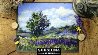 How to draw a tree in the meadow with soft pastels 🎨 LANDSCAPES
