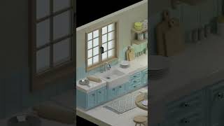 Isometric Kitchen made in Blender