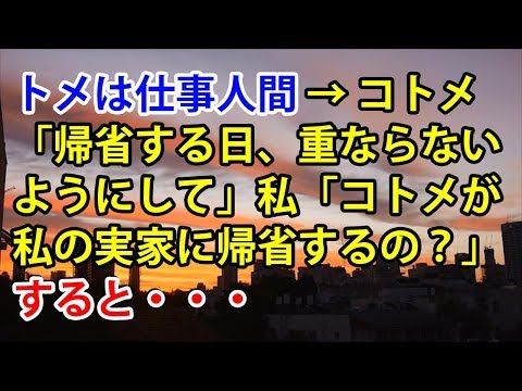 【スカッとする話】トメは仕事人間 → コトメ「帰省する日、重ならないようにしてよ」私「…なんでコトメさんが私の実家に帰省するんですか？」すると・・・【スカッと便り】