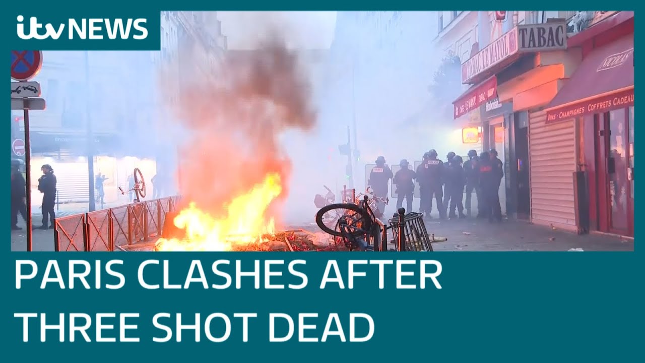 ⁣Clashes break out in Paris after shooting leaves three dead | ITV News