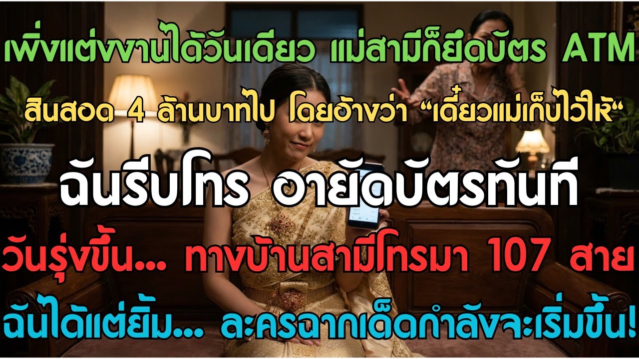 เพิ่งแต่งงานได้วันเดียว แม่สามีก็ยึดบัตร ATM สินสอด 4 ล้านบาทไป โดยอ้างว่า เดี๋ยวแม่เก็บไว้ให้ ฉันรี