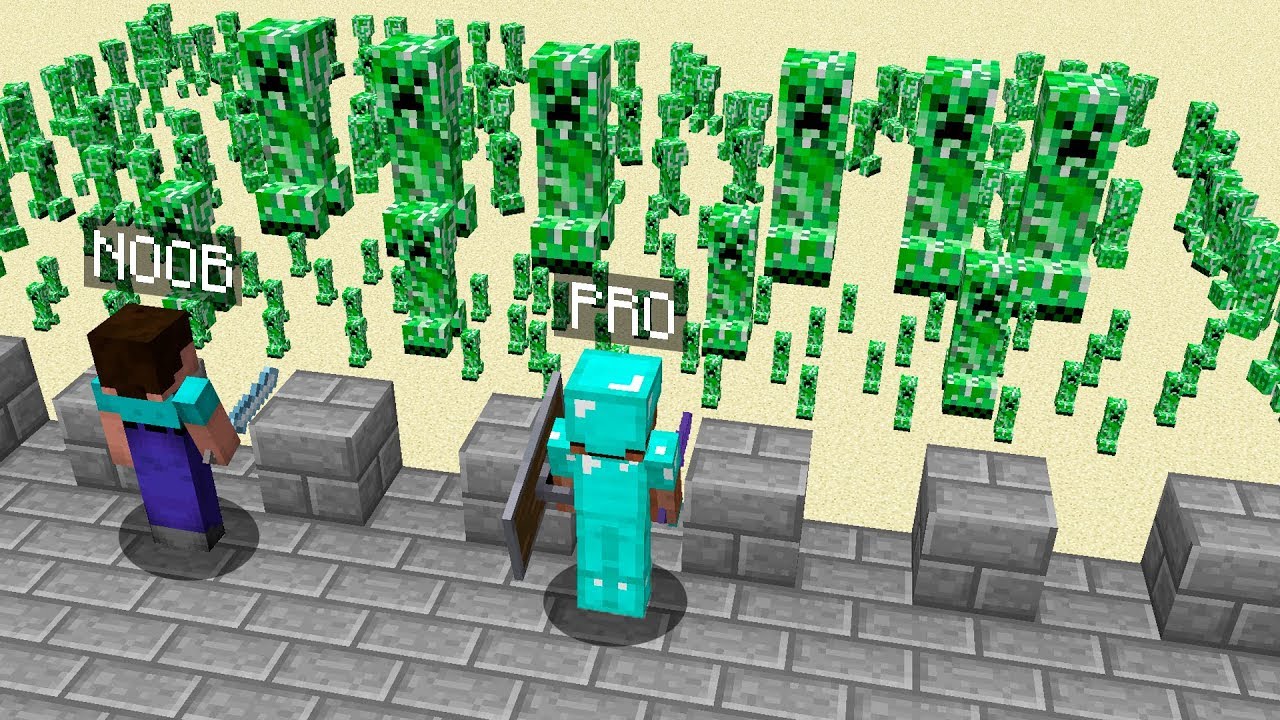 NOOB vs PRO CREEPER BATTLE APOCALYPSE in MINECRAFT Animation Challenge 100% trolling