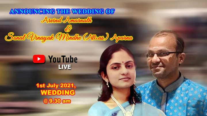 Arvind Amarnath Sonal Vinayak Mindhe Wedding@ 9.30am
