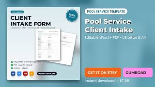 Pool Service Client Intake & Property Information Form | Editable Word + PDF | Instant Download
