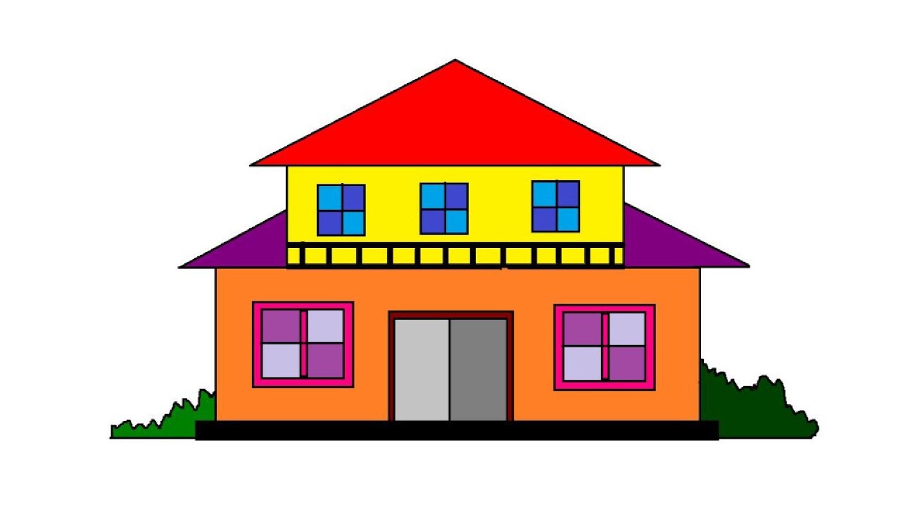 House/Home drawing in mspaint on computer | How to draw an easy house ...
