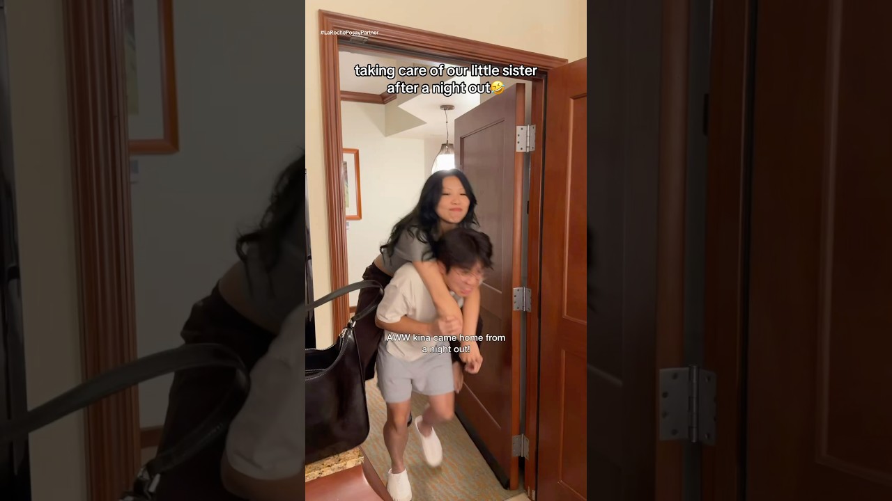 Taking care of our little sister after a night out🤣