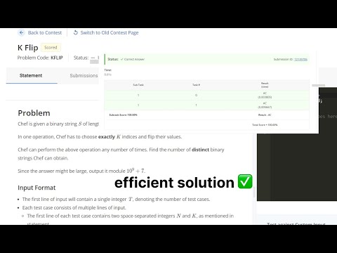 CodeChef Starters 54 | K Flip ||  Solved 100%  #codechef #codechefsolution