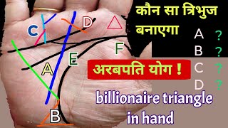 कौन सा त्रिभुज बनाएगा अरबपति योग -billionaire triangle in hand, triangle‌ sign in hand, hastrekha