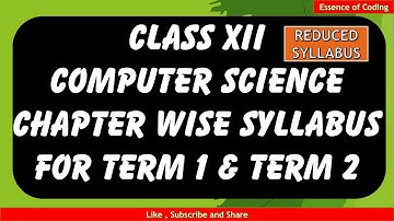 CBSE Computer Science class 12 | CS class 12 | cbse| Term wise syllabus 2021-2022