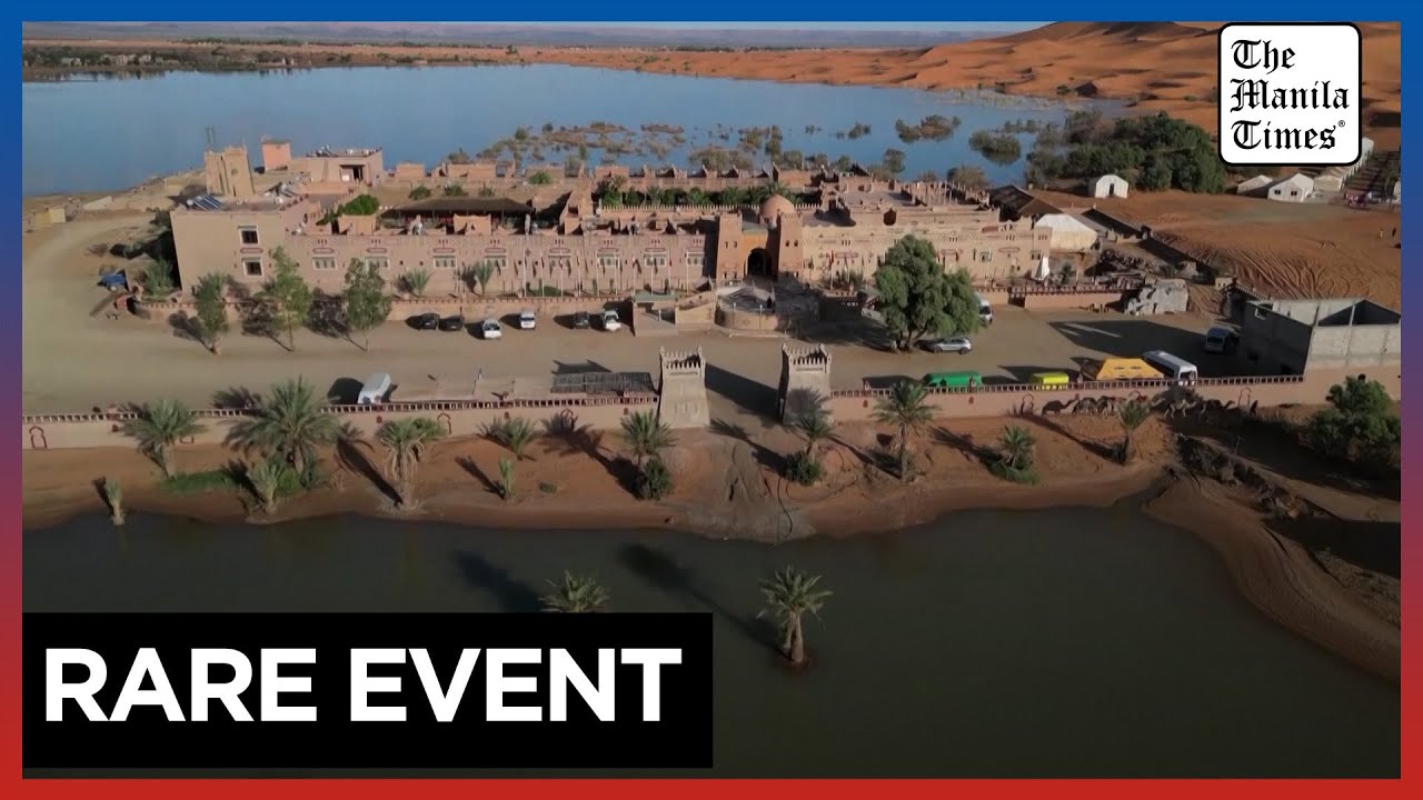 Drone footage shows Sahara floods after rare desert rainfall - YouTube