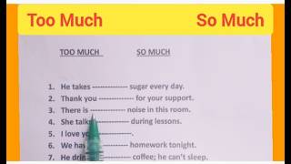 English Grammar: 'Too Much' or 'So Much'?🤔 Learn The Difference🔥 With A Light Quiz✍️