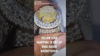 Yellow Star Shappirre.. 19 Crt ..Big Size..srilangka..ring Silvermicrosetting 085697197441