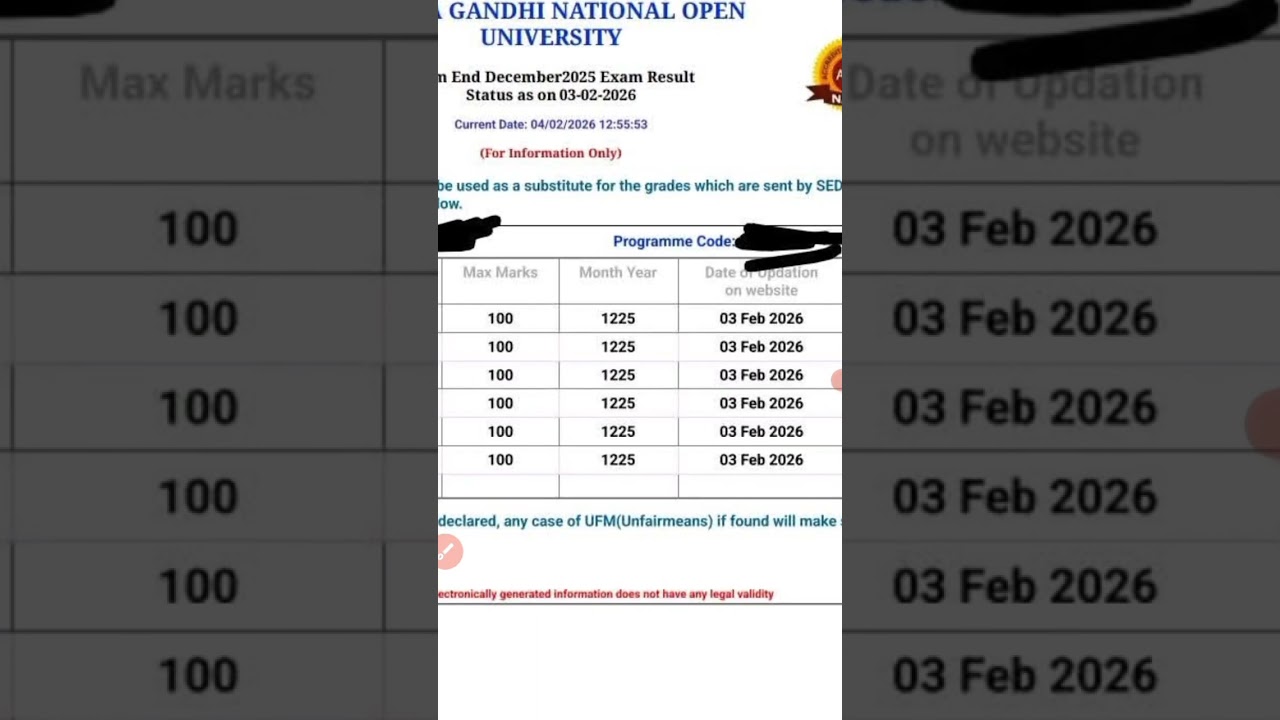 IGNOU result December 2025 | 5thUpdate | ignou early result declaration | 