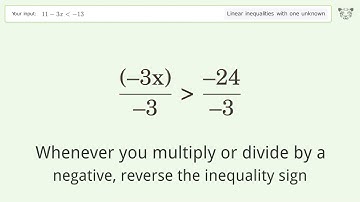 Solving Linear Inequalities: 11-3x is Smaller Than -13