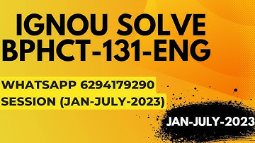bphct-131 solved assignment 2022-23 / bphct-131solved assignment 2023 in english/ ignou bphct-131