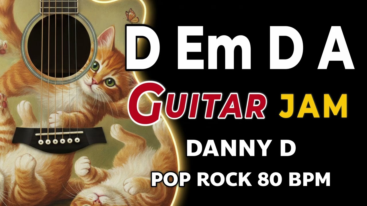 D Em D A Backing Track | 80 BPM | D Major Jam Track | Pop Rock Guitar Practice