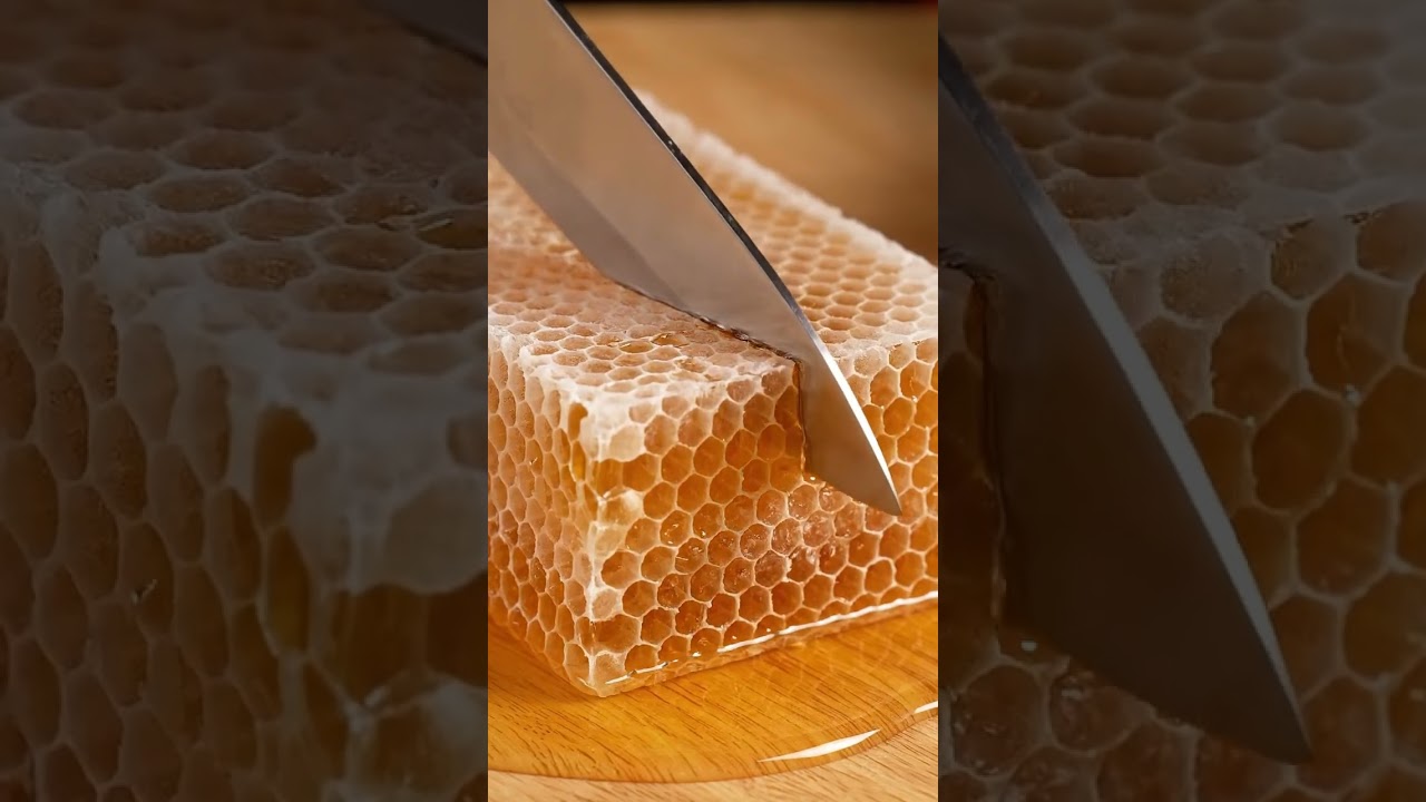 Satisfying Slow Motion Slice: Frozen Honeycomb!