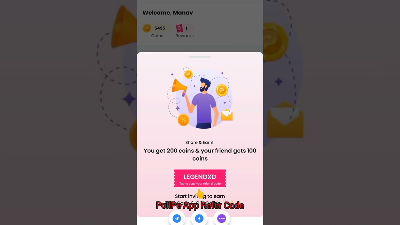 PollPe app refer code for free coins | 
