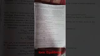 Ionic Equilibrium Notes for Jee and neet students 11th and 12th #jee #chemistry