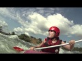 Funny scared girl running grade 5 rapid Itanda falls in a tandem kayak