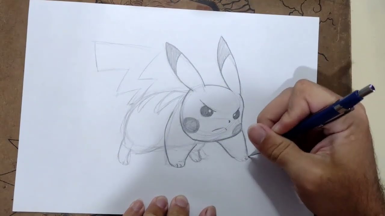 Como desenhar o PIKACHU (Pókemon) passo a passo, fácil e rápido 