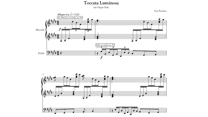 Toccata Luminosa - for Organ - Tate Pumfrey