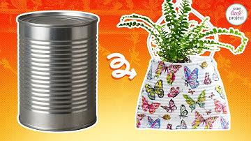 Decoupage Tin Can Planters - Easy DIY Hanging Planter Craft