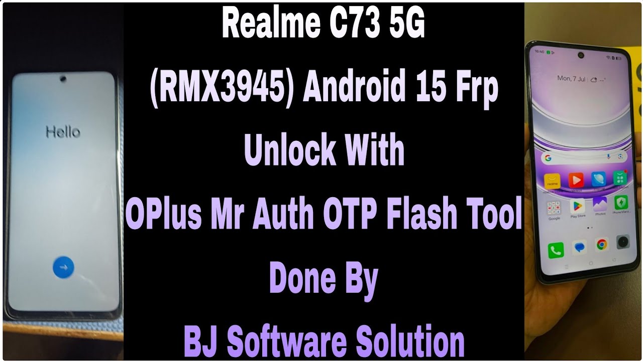 Realme C73 5G (RMX3945) Android 15 Frp Unlock With OPlus Mr Auth OTP Flash Tool Done By BJ Software