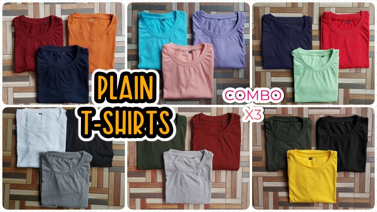 Plain Solid Round Neck Cotton Tshirt Combos For Men and Women with