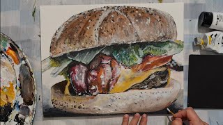 Yummy Burger Painting Tutorial by Cheryl Navarro