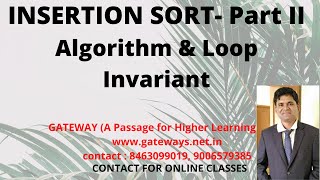 INSERTION SORT | ALGORITHM AND LOOP INVARIANTS | LOOP INVARIANT IN INSERTION SORT