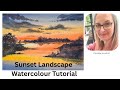 Learn how to paint this sunset landscape in watercolour