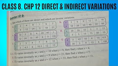 Ex 12 D ( Q1 and Q2 a,b,c). Chp 12 Direct and Indirect Variations. Class 8. Oxford Maths