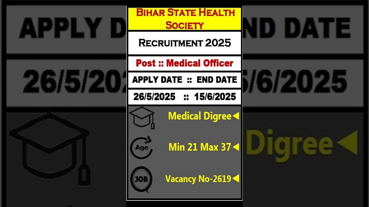 Bihar Health officer Medical officer new job