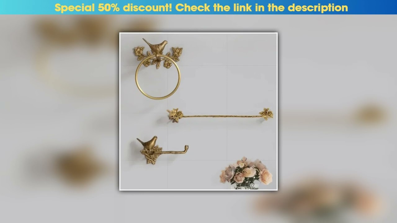 Limited Luxury Copper Bathroom Hangers Retro Brass Bird Towel Ring Clear Texture Punch-Free Towel H