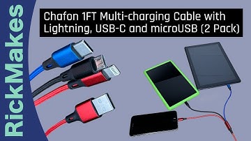 Chafon 1FT Multi-charging Cable with Lightning, USB-C and microUSB (2 Pack)