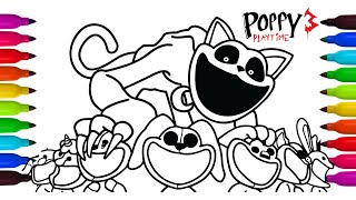 Poppy Playtime Chapter 3 CatNap Coloring Book 🎨 | Creepy Color Reveal (Satisfying Horror Art) #U982