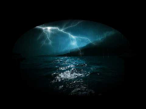 Heavy Ocean Rainstorm with Intense Thunder Sounds Recorded at the Hidden Coast | Dimmed Screen Sleep