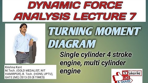 LECTURE 7||DYNAMIC FORCE ANALYSIS||TURNING MOMENT DIAGRAM, SINGLE CYLINDER 4-STROKE ENGINE II KK SIR