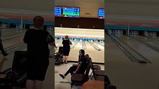 Lil bro hitting a strike! #bowling #league #shorts #lilbro #strike