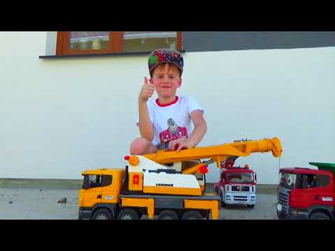 Cars Tractor Fuel Truck Bruder and Excavator Alex play with new toys