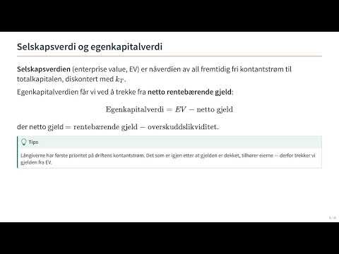 Videominiatyr: Del 1: Fra kontantstrøm til verdi