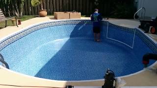 Vinyl Pool Liner install (time lapse)