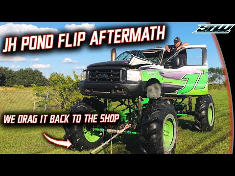 JH Diesel Flipped His MegaTruck Into Cleetus' Pond...What Happened After That? (We Made It Worse)