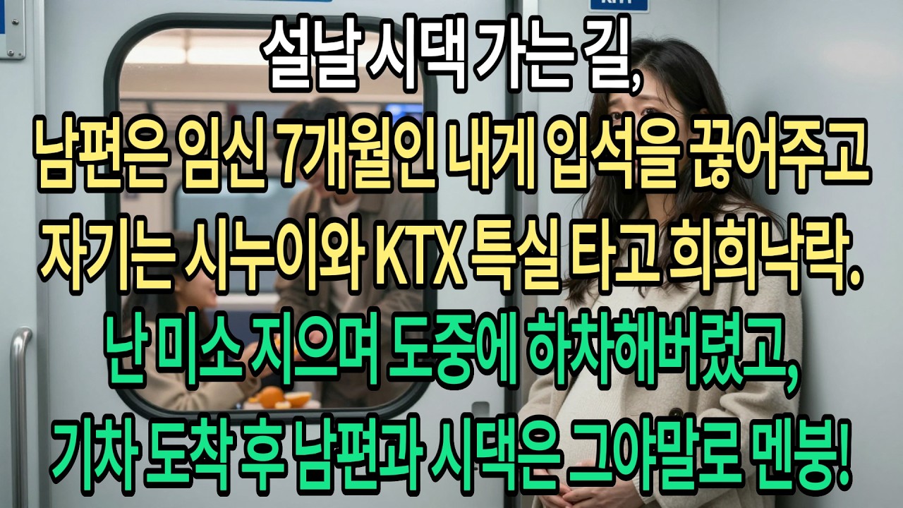 설날 시댁 가는 길, 임신 7개월 내겐 입석,남편은 시누이랑 KTX 특실 타네요.웃으며 중간에 내려버렸더니,도착 후 남편과 시댁은 완전 멘붕!|부모자식갈등 | 사연 이야기 |
