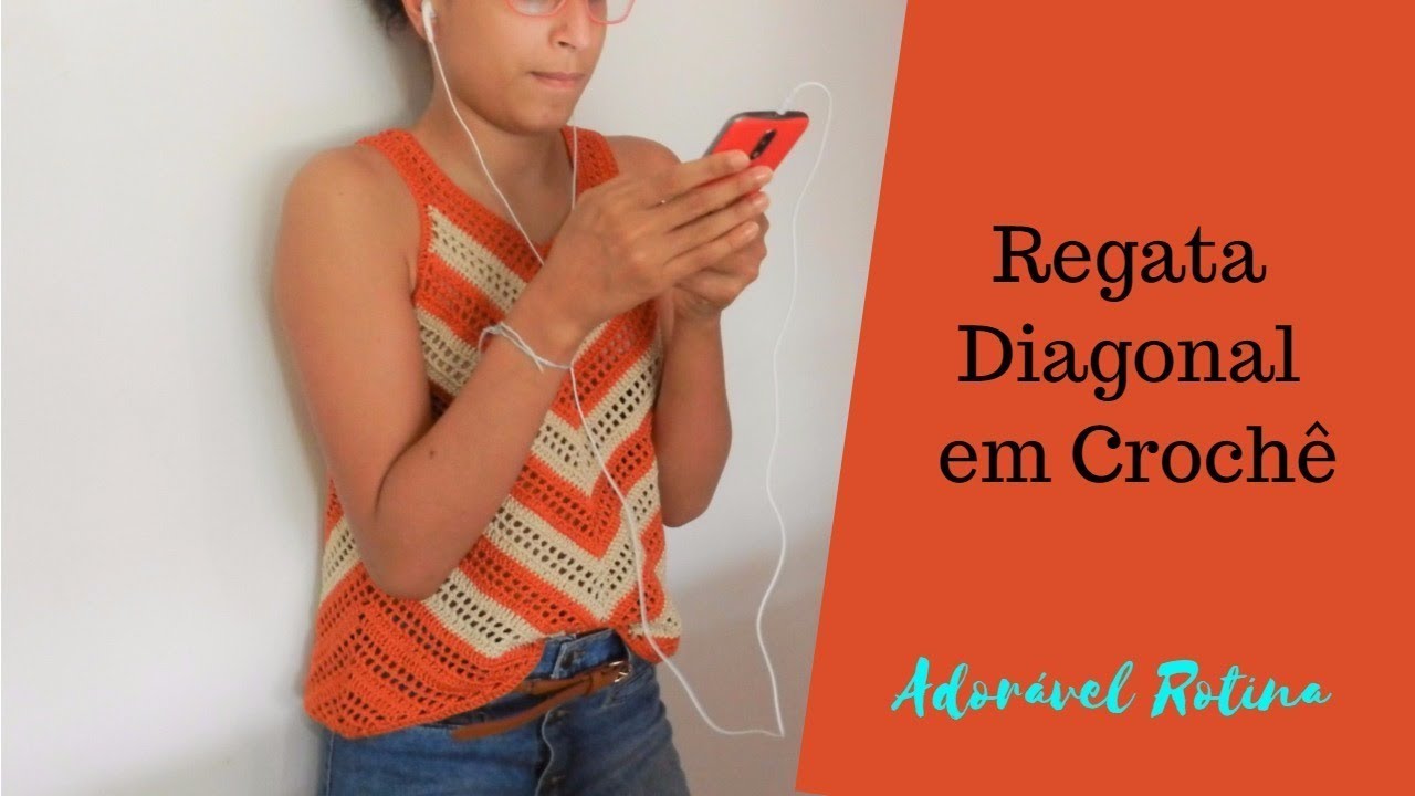 Regata Diagonal  em Crochê  ♥ Estilo Boho ♥