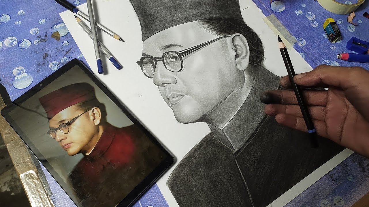 Neta Drawing I Draw Neta Ji Subhash Chandra Bose Portrait 🤓🙏 - YouTube
