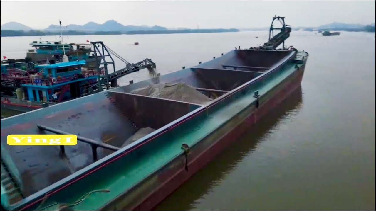Barge unloading on the river, my job on the barge YouTube