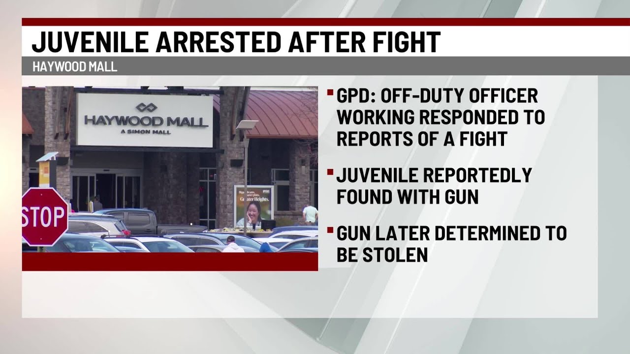Juvenile arrested after found with stolen gun at Haywood Mall